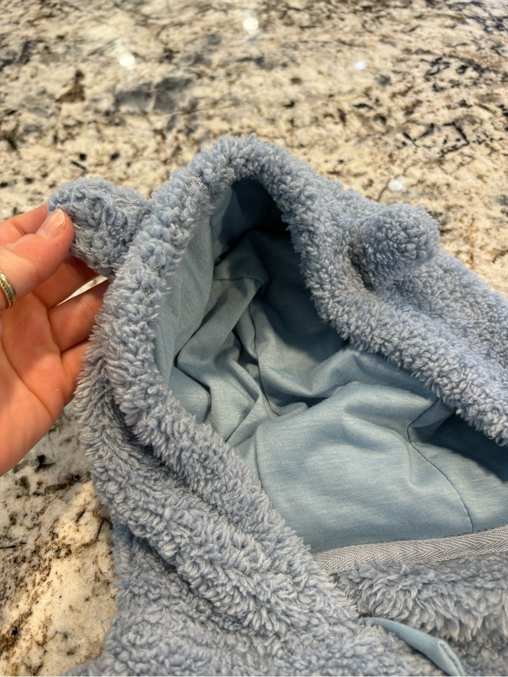 Cozy Plush Hooded Baby outfit in Light Blue - Picture 2 of 5